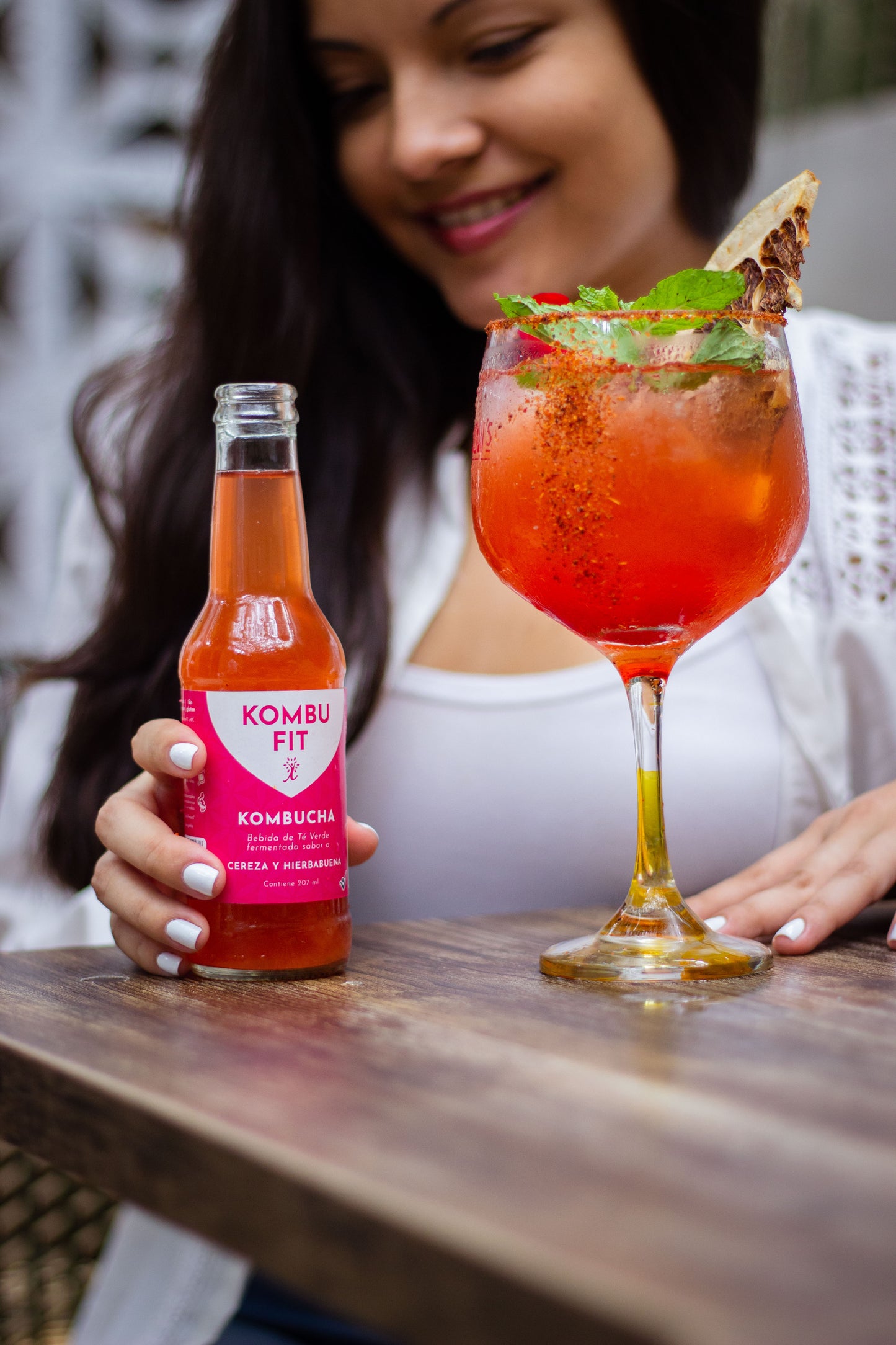 Kombucha Cereza, hierbabuena