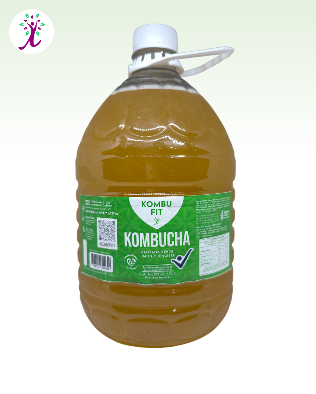 Kombucha manzana verde, limón, jengibre