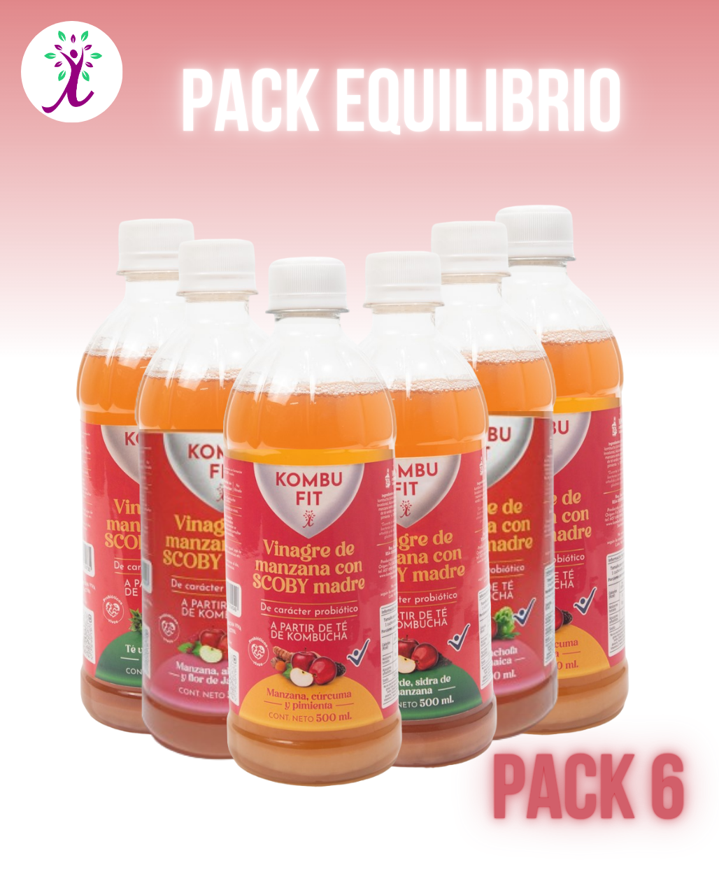 Pack x 3 Vinagres de sidra de manzana con scoby madre de kombucha
