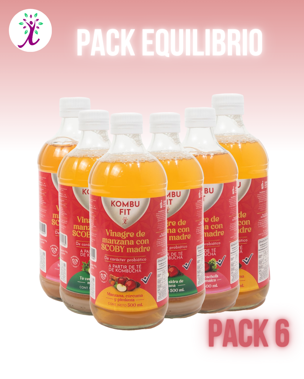 Pack x 3 Vinagres de sidra de manzana con scoby madre de kombucha