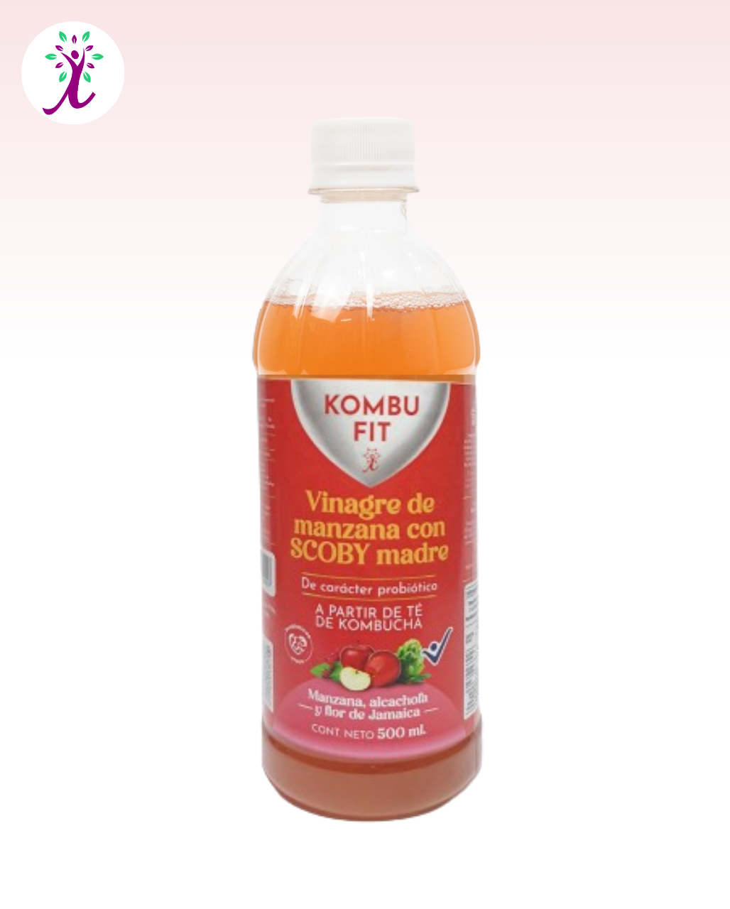 Vinagre de sidra de manzana con SCOBY madre, alcachofa y flor de jamaica