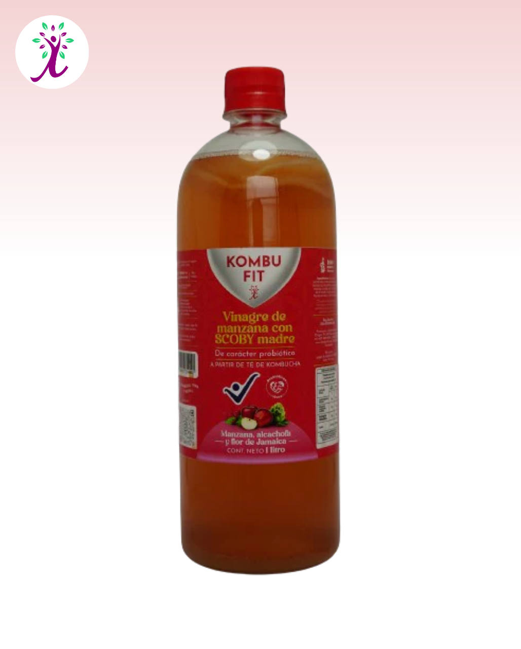 Vinagre de sidra de manzana con SCOBY madre, alcachofa y flor de jamaica