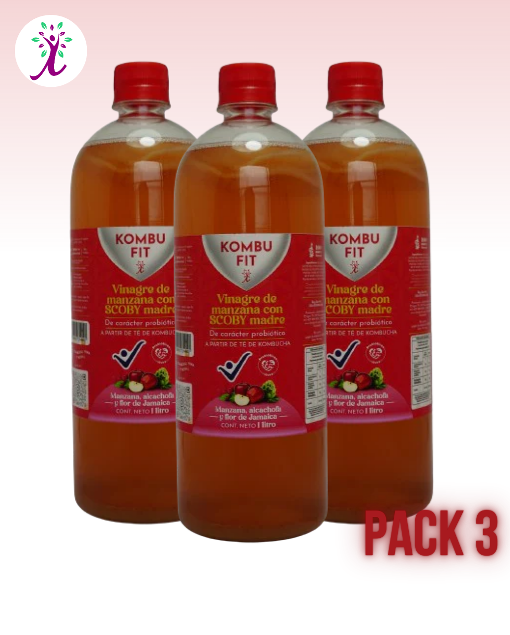 Vinagre de sidra de manzana con SCOBY madre, alcachofa y flor de jamaica