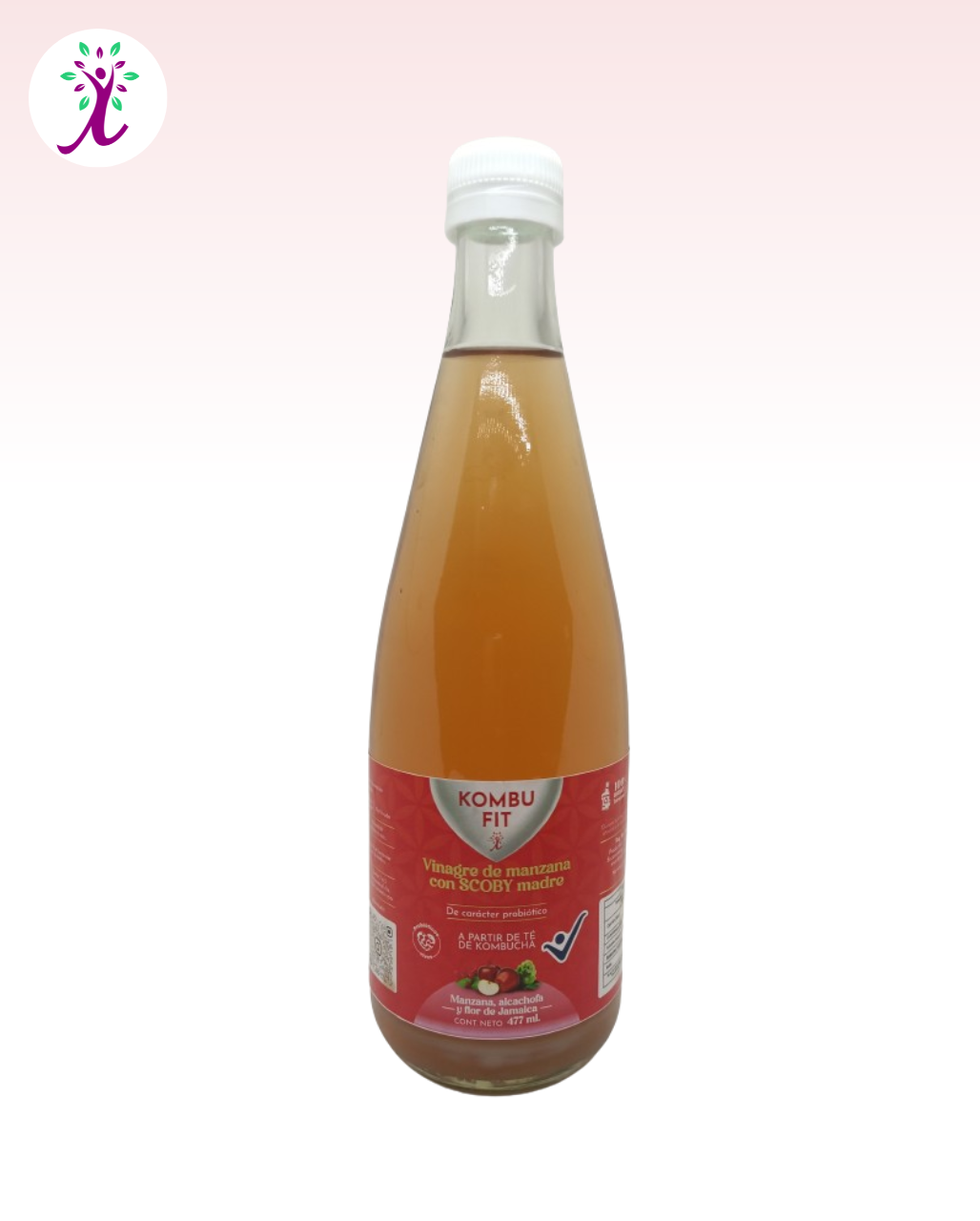 Vinagre de sidra de manzana con SCOBY madre, alcachofa y flor de jamaica