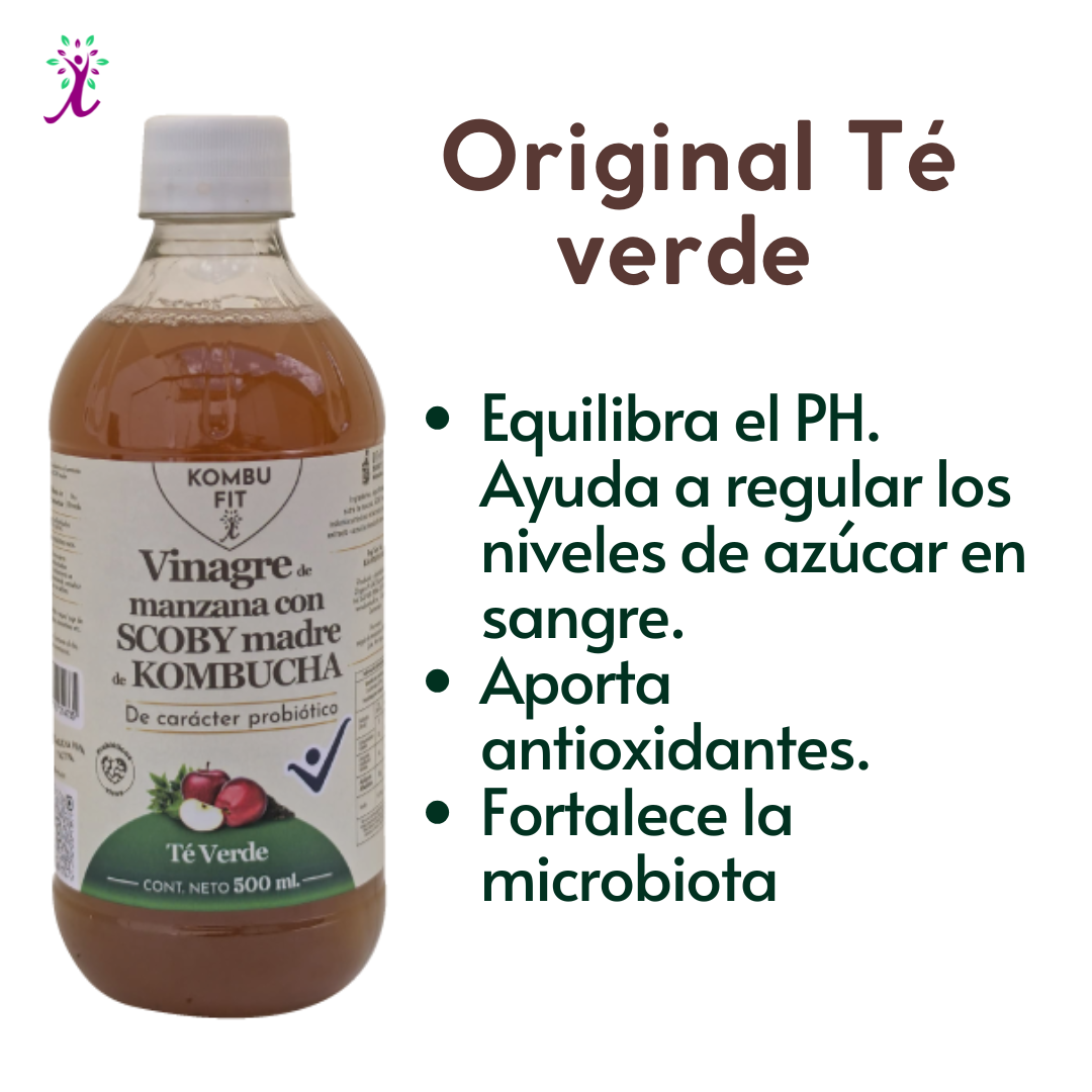 Vinagre de sidra de manzana con SCOBY madre y Té verde