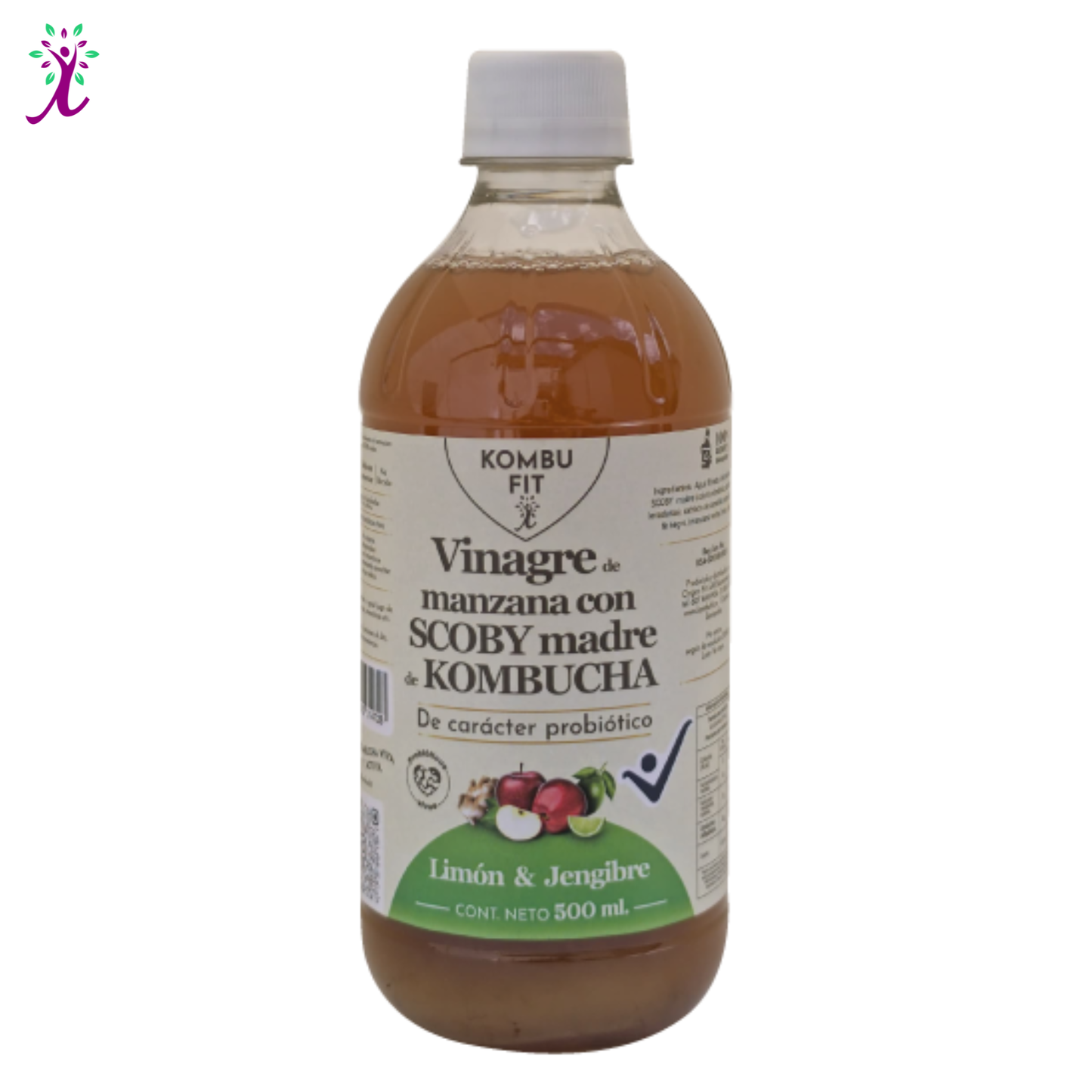 Vinagre de sidra de manzana con SCOBY madre, limón y jengibre