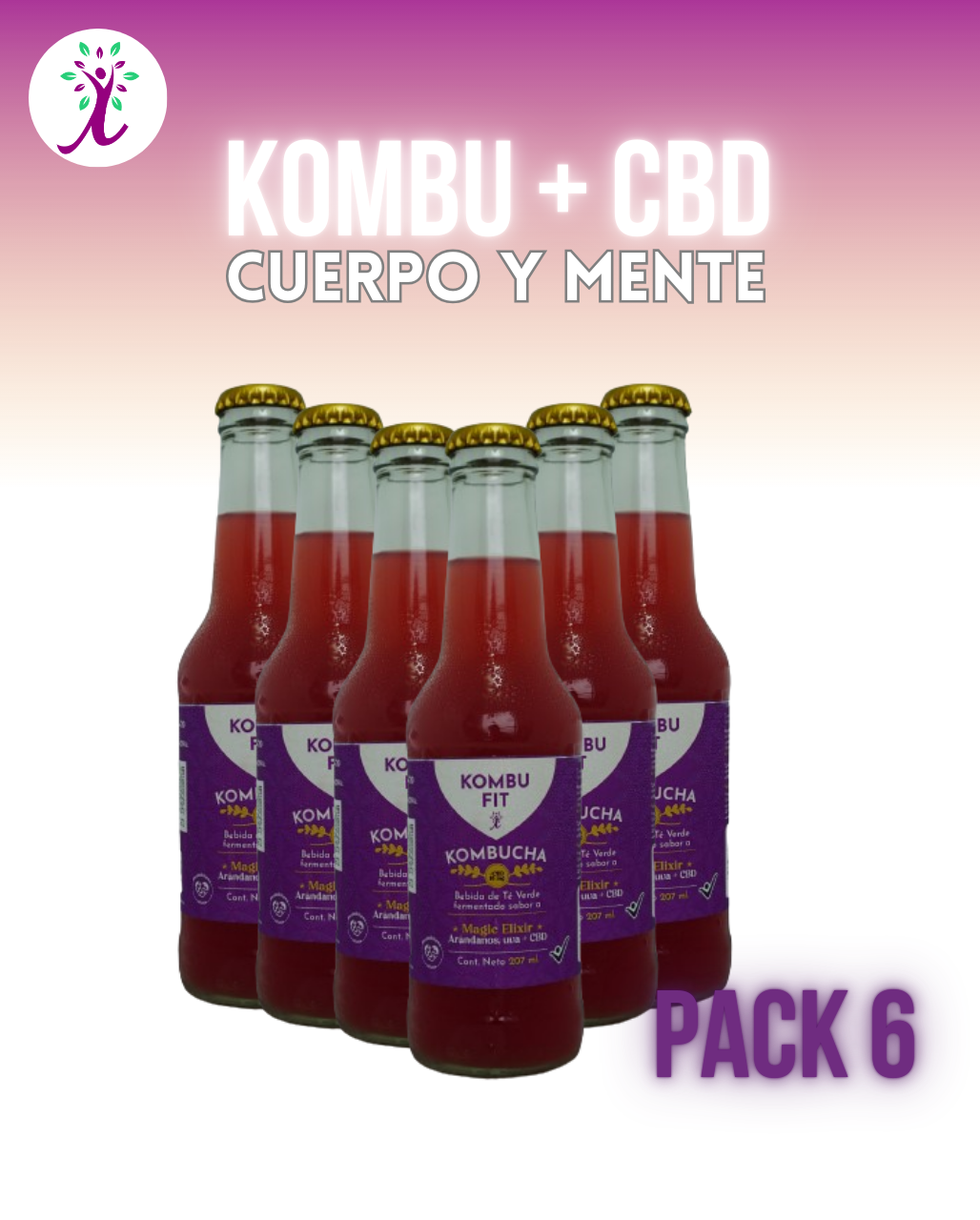 kombucha + CBD (cannabis medicinal) de uva y arándanos