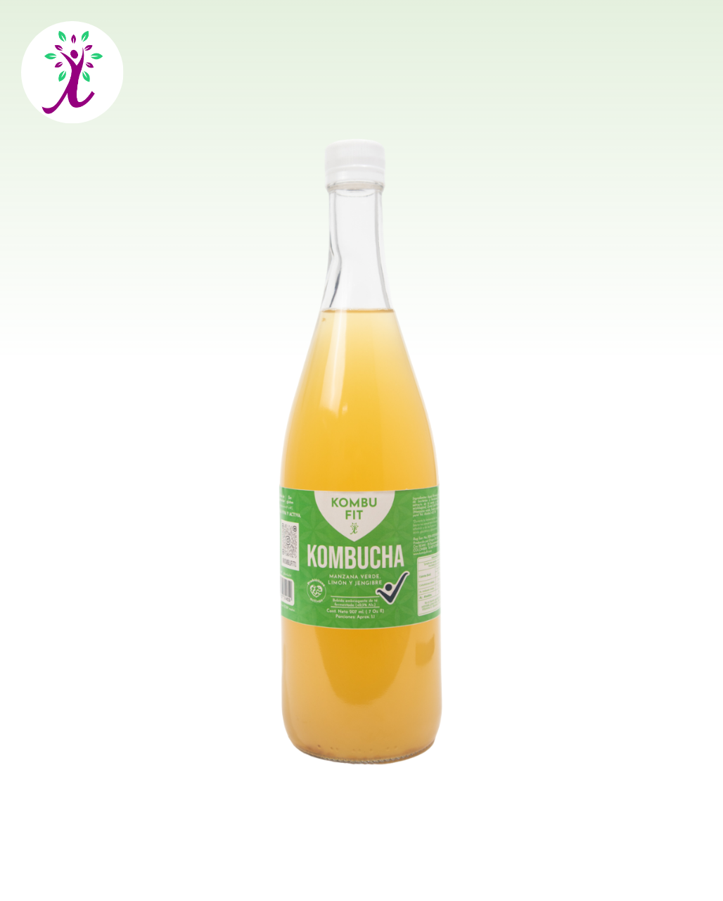 Kombucha manzana verde, limón, jengibre