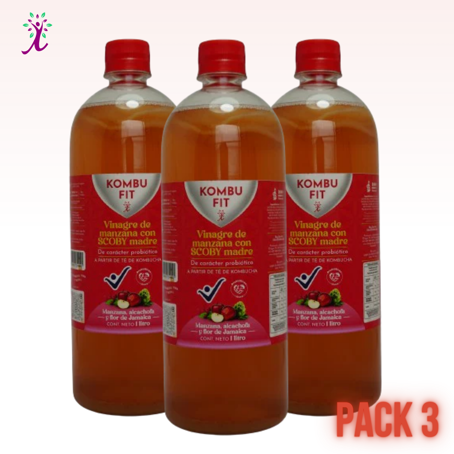 Vinagre de sidra de manzana con SCOBY madre, alcachofa y flor de jamaica