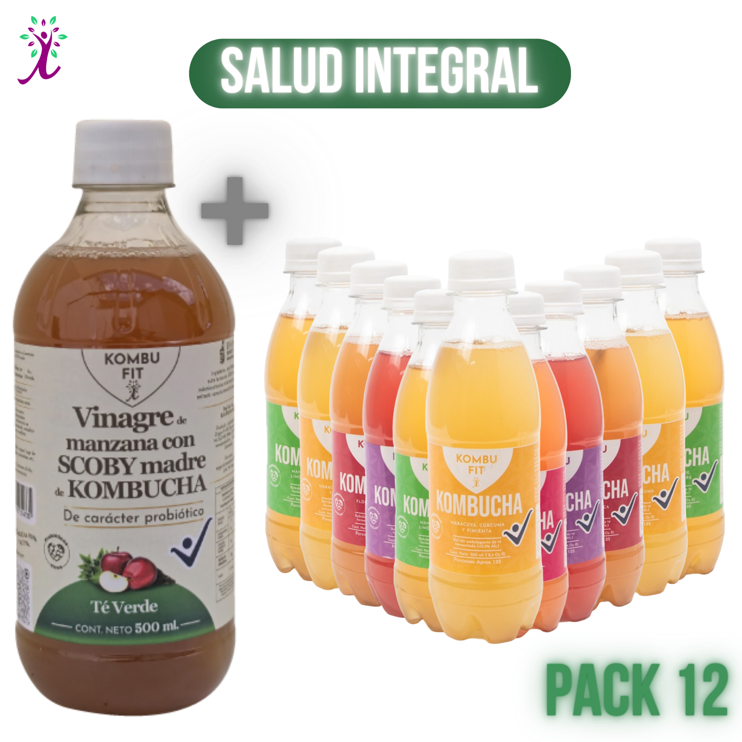 Vinagre Kombu Fit Té verde  + Pack  Kombucha sabores surtidos
