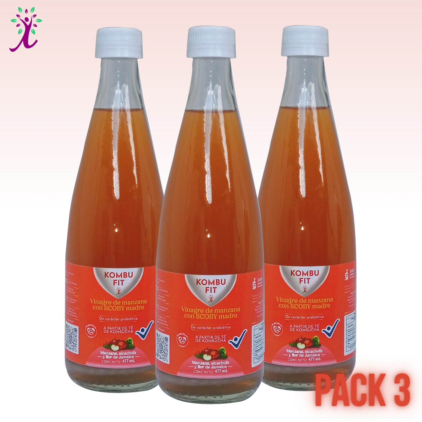 Vinagre de sidra de manzana con SCOBY madre, alcachofa y flor de jamaica