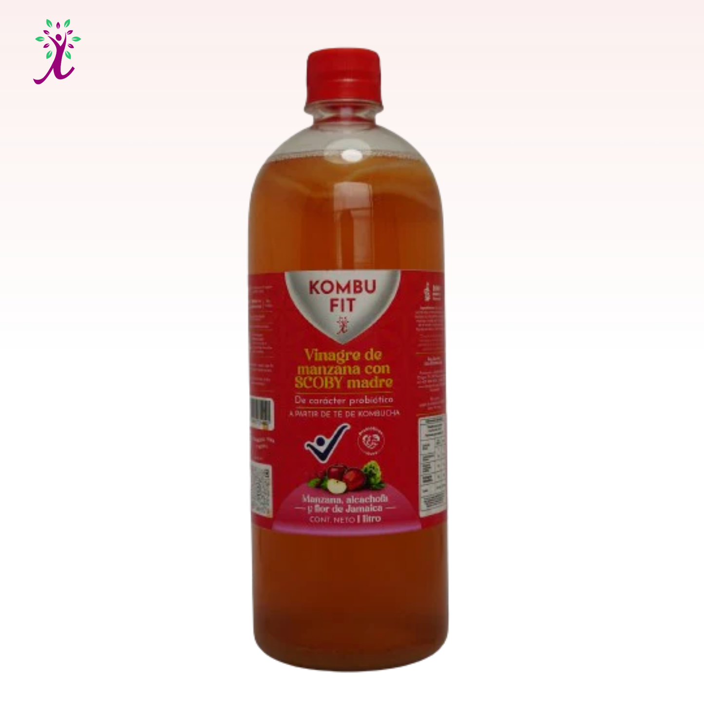 Vinagre de sidra de manzana con SCOBY madre, alcachofa y flor de jamaica