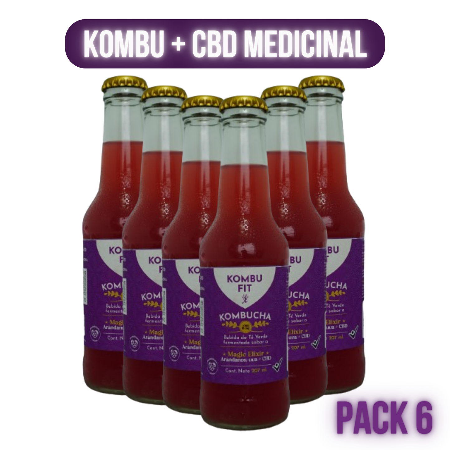 kombucha con extracto de cañamo de uva y  arándanos