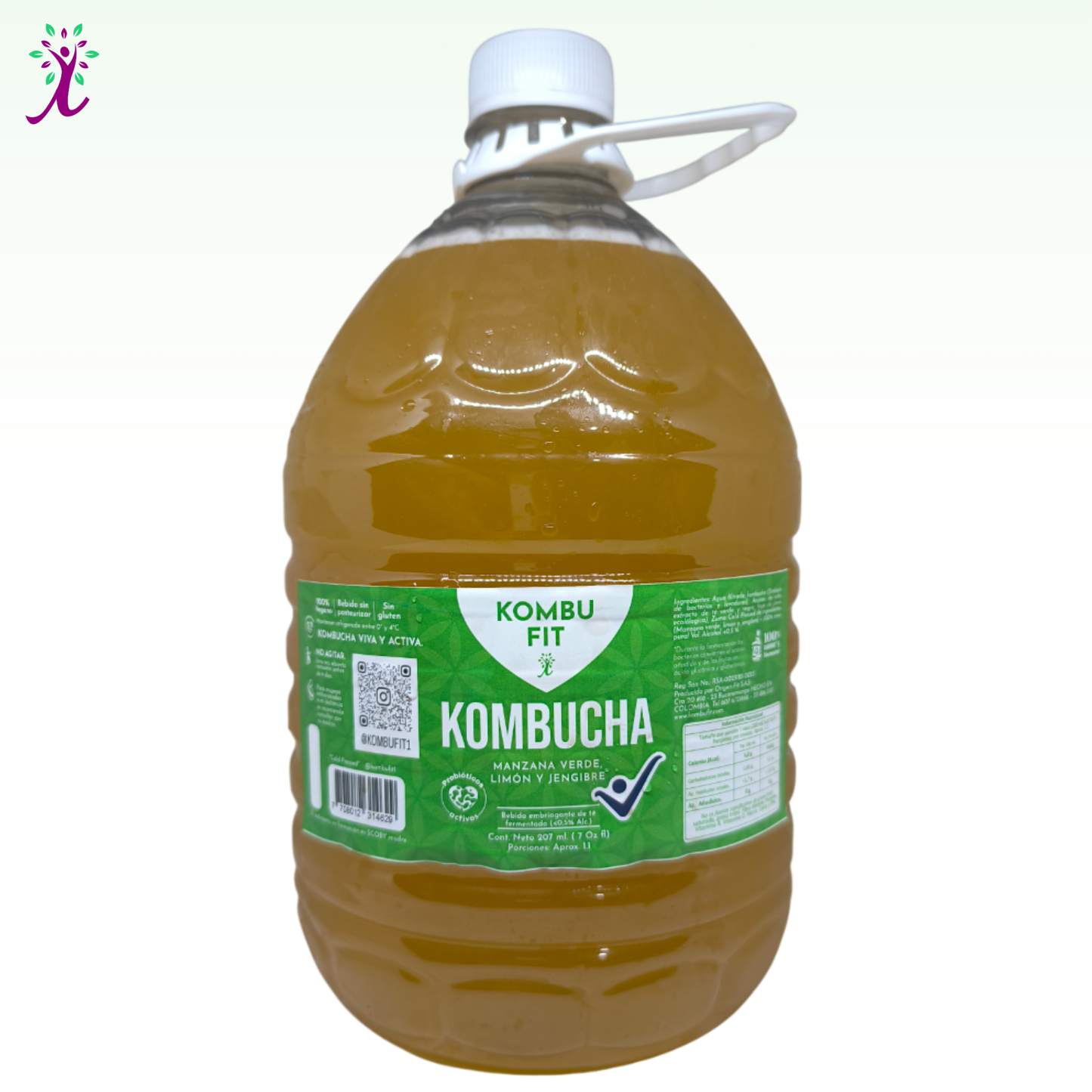 Kombucha  manzana verde, limón, jengibre
