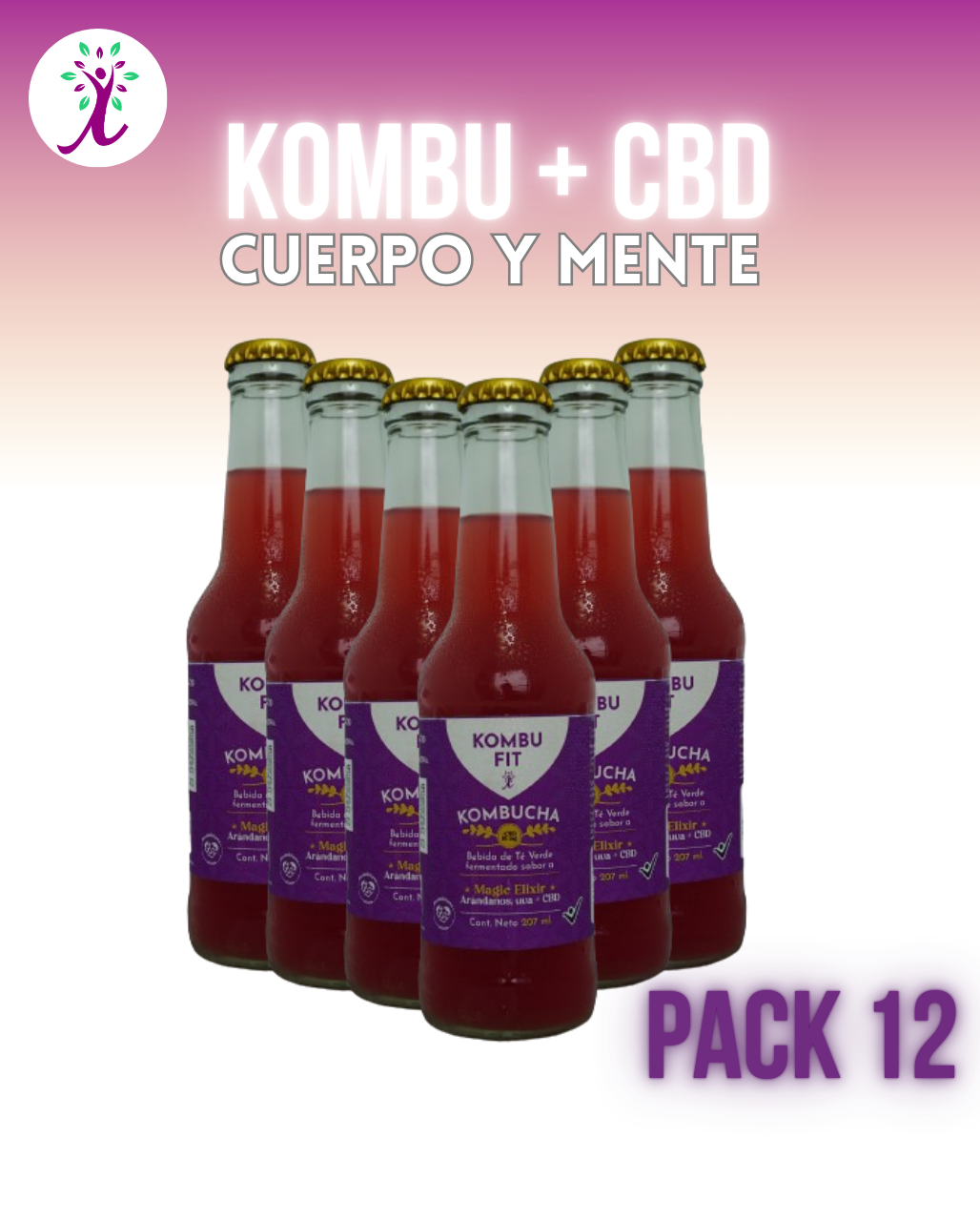 kombucha + CBD (cannabis medicinal) de uva y  arándanos