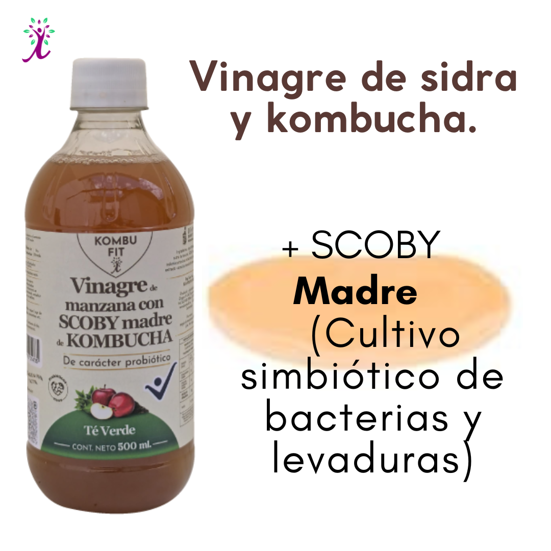 Vinagre de sidra de manzana con SCOBY madre y Té verde