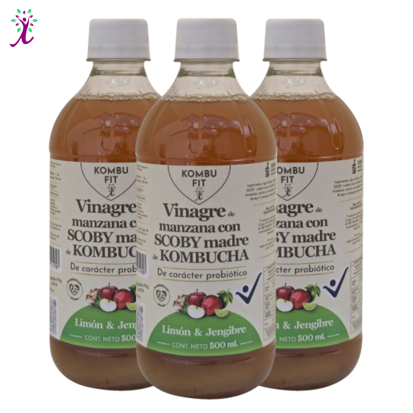 Vinagre de sidra de manzana con SCOBY madre, limón y jengibre